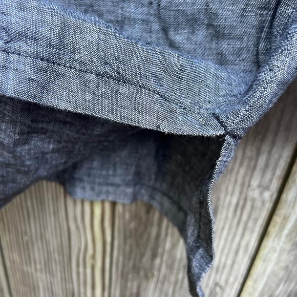 JM COLLECTION Lagenlook Embroidered Gray Linen V Neck Tunic Top Women’s 8 - Picture 6 of 9